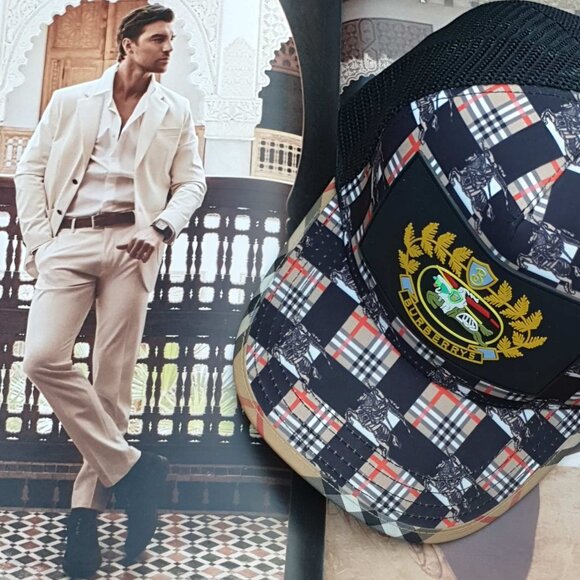 Fashion Mesh Baseball Cap Hat Black Tan Plaids Tartan Casual Unisex Accessory - Picture 1 of 6